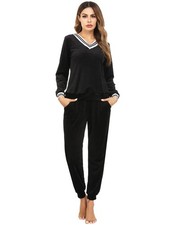 Jogging Suits for Women, Ladies 2 Piece Sweatsuit Long Sleeve Striped V Neck ...