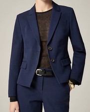 J.Crew Alexandra Navy Blue Blazer Jacket Stretch Linen Blend Womens Size 10