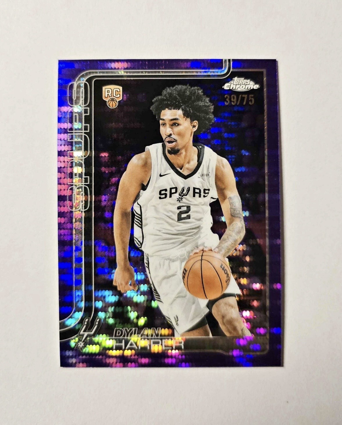 2025-26 Topps Chrome Basketball Dylan Harper RC #252 Chrome Purple Pulsar /75