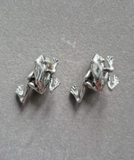 Clift Nicholson sterling silver Modernist Artisan Frog earrings