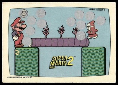 Mario Scratch Card Super Mario Bros. 2 Scratch-Offs 1989 Topps Nintendo #7 VG