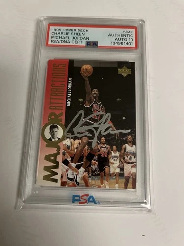 Autographed Charlie Sheen 1995 UD Michael Jordan Card PSA 10 Signed Auto Sheen