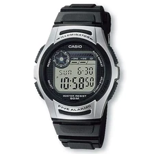 CASIO W213-1A Illuminator 5 Alarms Digital Watch with Black/Silver