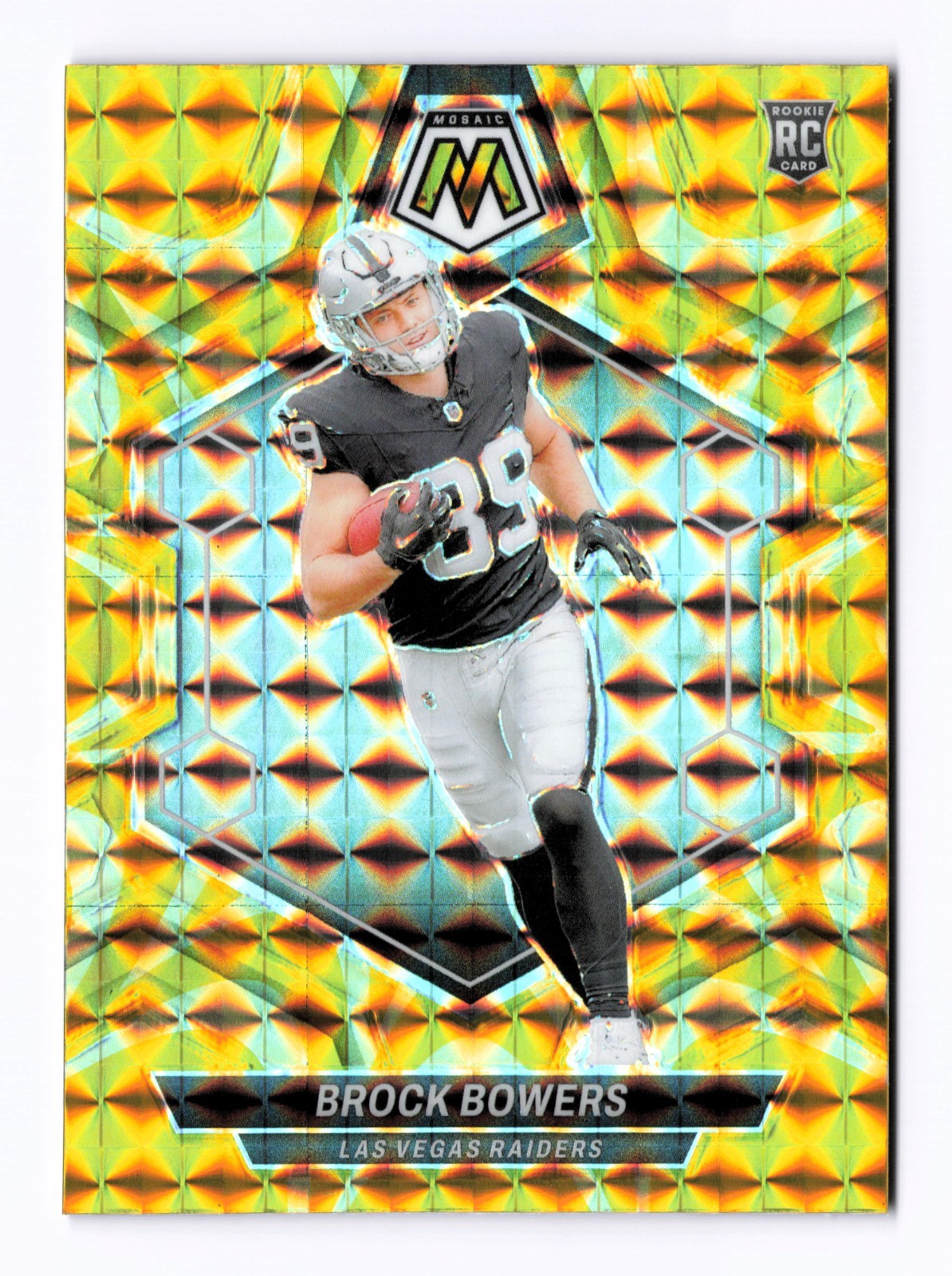 2024 Panini Mosaic #313 Brock Bowers RC Rookie Reactive Yellow Mosaic Prizm (a)