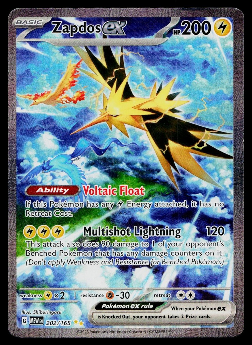 Zapdos ex 202/165 Special Illustration Rare 151 Pokemon Near Mint