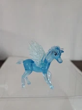 Vintage blue Pegasus Figure Toy Translucent Flying Horse jaru flexible plastic
