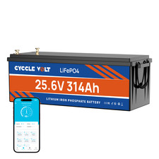 24V 314Ah 300Ah LiFePO4 Deep Cycle Battery 200A BMS for Solar RV Off-Grid Boat