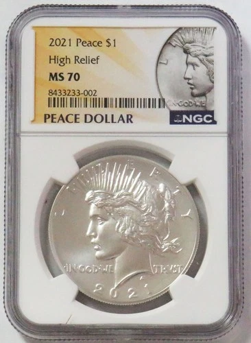 2021 SILVER HIGH RELIEF PEACE $1 DOLLAR COIN 100TH ANNIVERSARY NGC MS 70