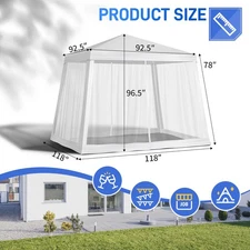 8'x8' Party Tent Canopy Weeding Tent  Outdoor With 4 Removable Mesh Walls White