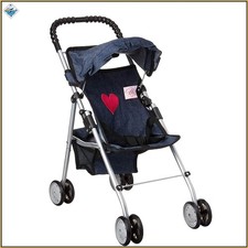 Durable Denim Baby Doll Stroller for Kids, Encourages Imagination Through Play