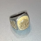 US Army Sterling Silver Signet Ring WW2 Era, 12k Gold Eagle embems