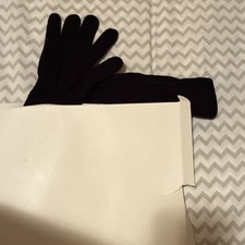 Men's Black Cotton Blend Knit Gloves Solid Pattern Wrist Length Size S 4 pairs