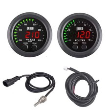 Universal 52mm Water Temperature Gauge Volt Gauge Kit with Alarm and 1/8 NPT ...