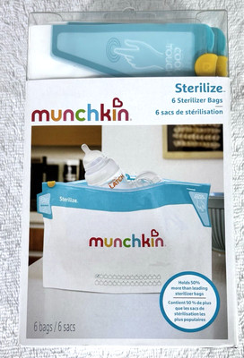 Munchkin Microwave Sterilizer Reusable Bags Pack of 6 Dishwasher Safe BPA Free