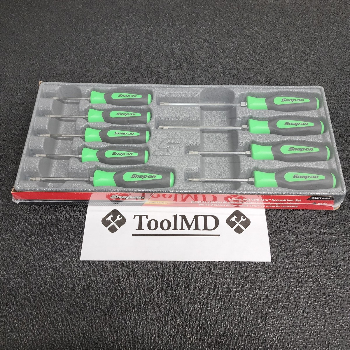 Snap-on Tools NEW 9pc GREEN Soft Grip T8 - T45 TORX Screwdriver