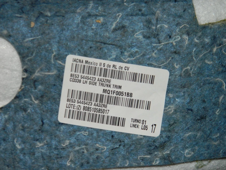 Novo OEM Ford Fusion 2006-2009 Traseiro Esquerdo LH Interior Painel de Acabamento de Tapete de Tronco - Imagem 3 de 4