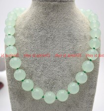 Huge 14mm Natural Light Green Jade Round Gemstone Beads Necklace 16-100" AAA