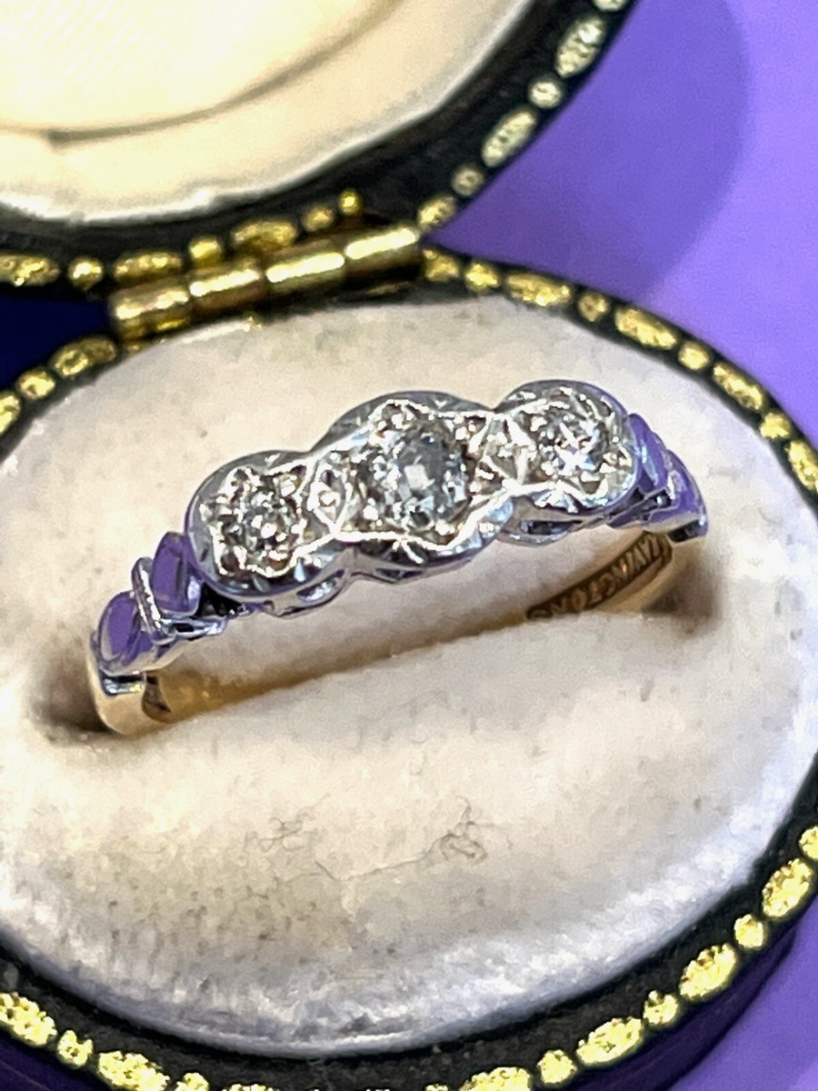 Gold Platinum Bravingtons Old Cut Diamond Ring UK