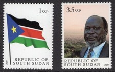 SOUTH SUDAN 2011 Scott 1-2 NH Flag, Dr. Garang - Free USA Shipping