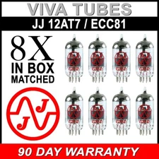 Brand New In Box Gain Matched Octet (8) JJ 12AT7 / ECC81 Vacuum Tubes