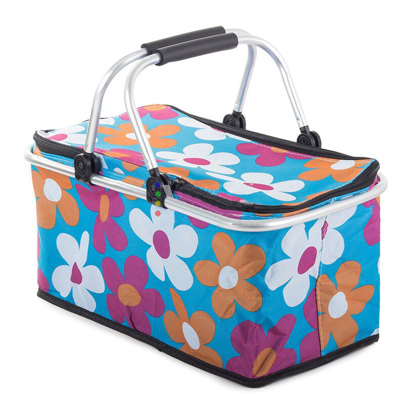 26L Kühlkorb Faltbar - Isolierter Picknickkorb Mit Deckel Grün