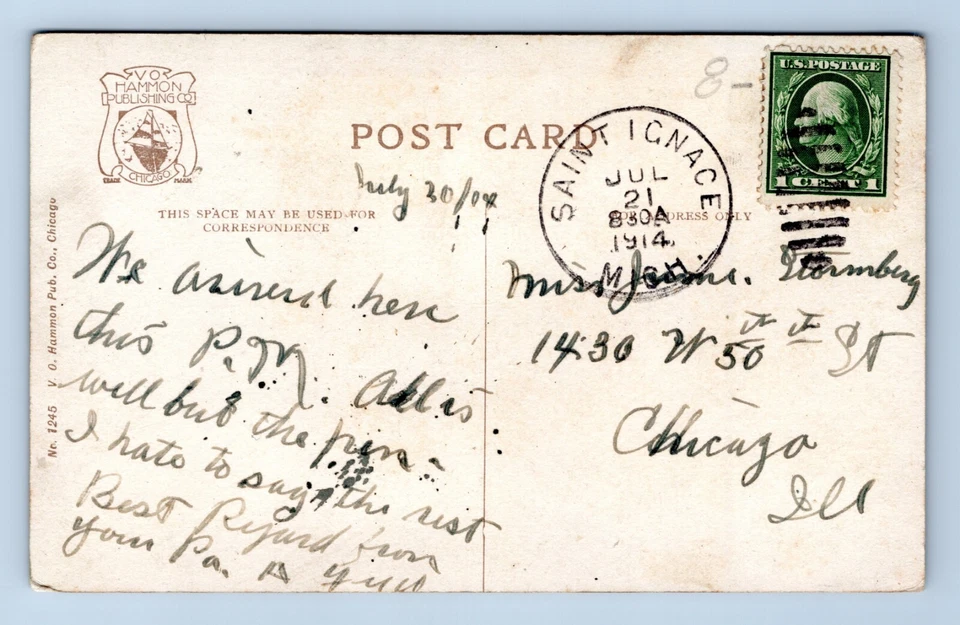 Old Fort and Aston Street View Mackinac Island Michigan MI 1914 DB Postcard N11 - Image 2 of 2