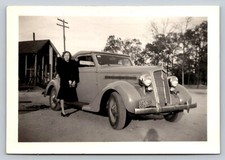 1942 Photo Of A Lady And Her Plymouth Convertible Car, Maryland plate 362 288
