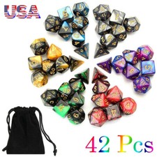 42pcs Polyhedral DND RPG MTG Party Game Dungeons Dragons Dice D4-D20 US STOCK