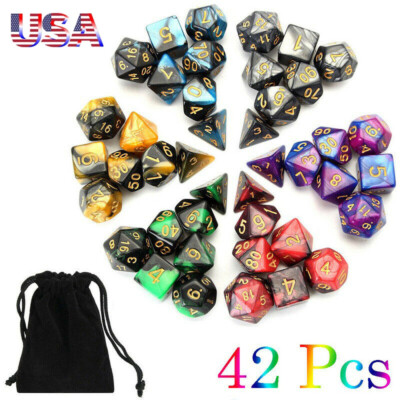 42pcs Polyhedral DND RPG MTG Party Game Dungeons & Dragons Dice D4-D20 US STOCK