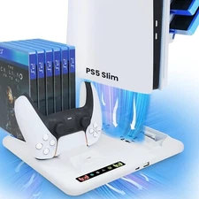 For PS5 Slim DualSense PlayStation 5 Controller Charging Station+Stand Cooling