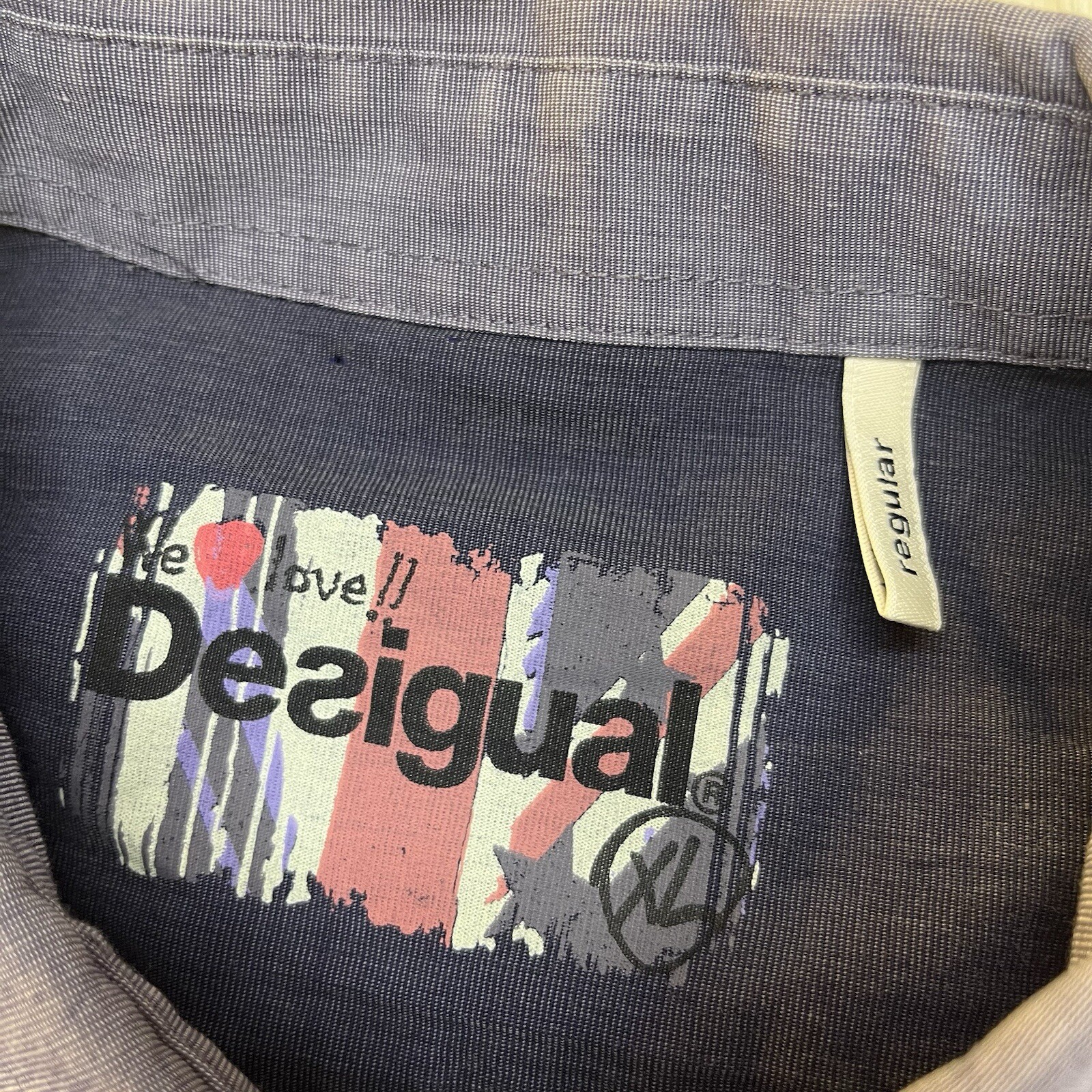 Desigual Tweed Patchwork Design Button Up Shirt E… - image 3