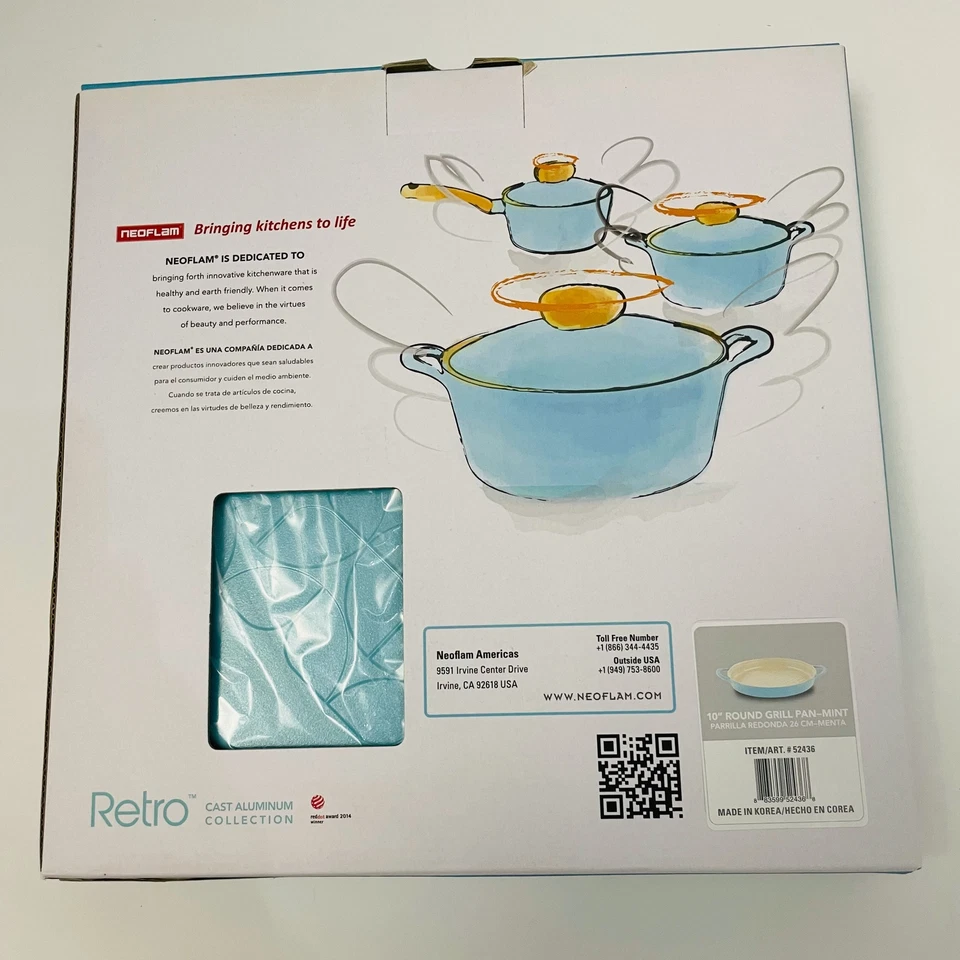 Retro 10" Round Grill Pan in Mint Blue - Image 3 of 3