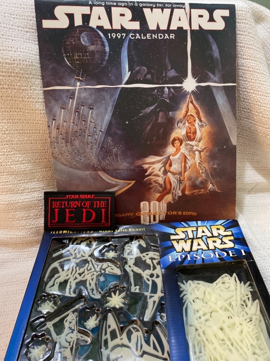 Star Wars Lot 1997 calendar glow in dark wall scenes and Jedi