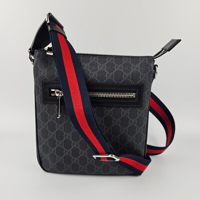 GUCCI GG Black Small $1580 Canvas Messenger Bag New And Authentic