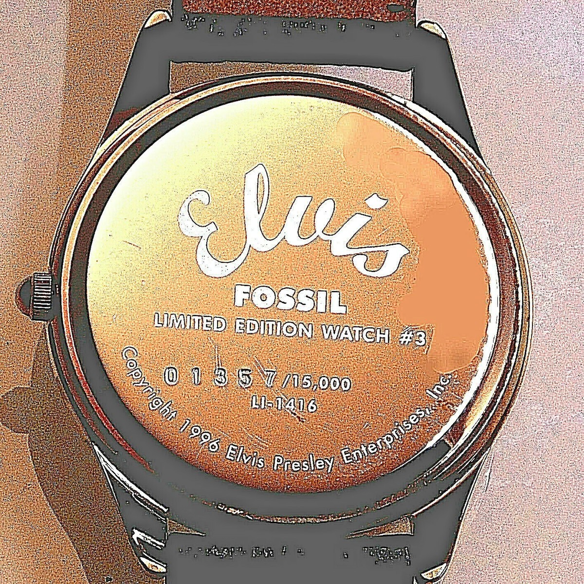 FOSSIL ELVIS LIMITED EDITION WATCH 腕時計 Elvis Gold Tone 1995 Fossil Limited Edition, Leather Watch