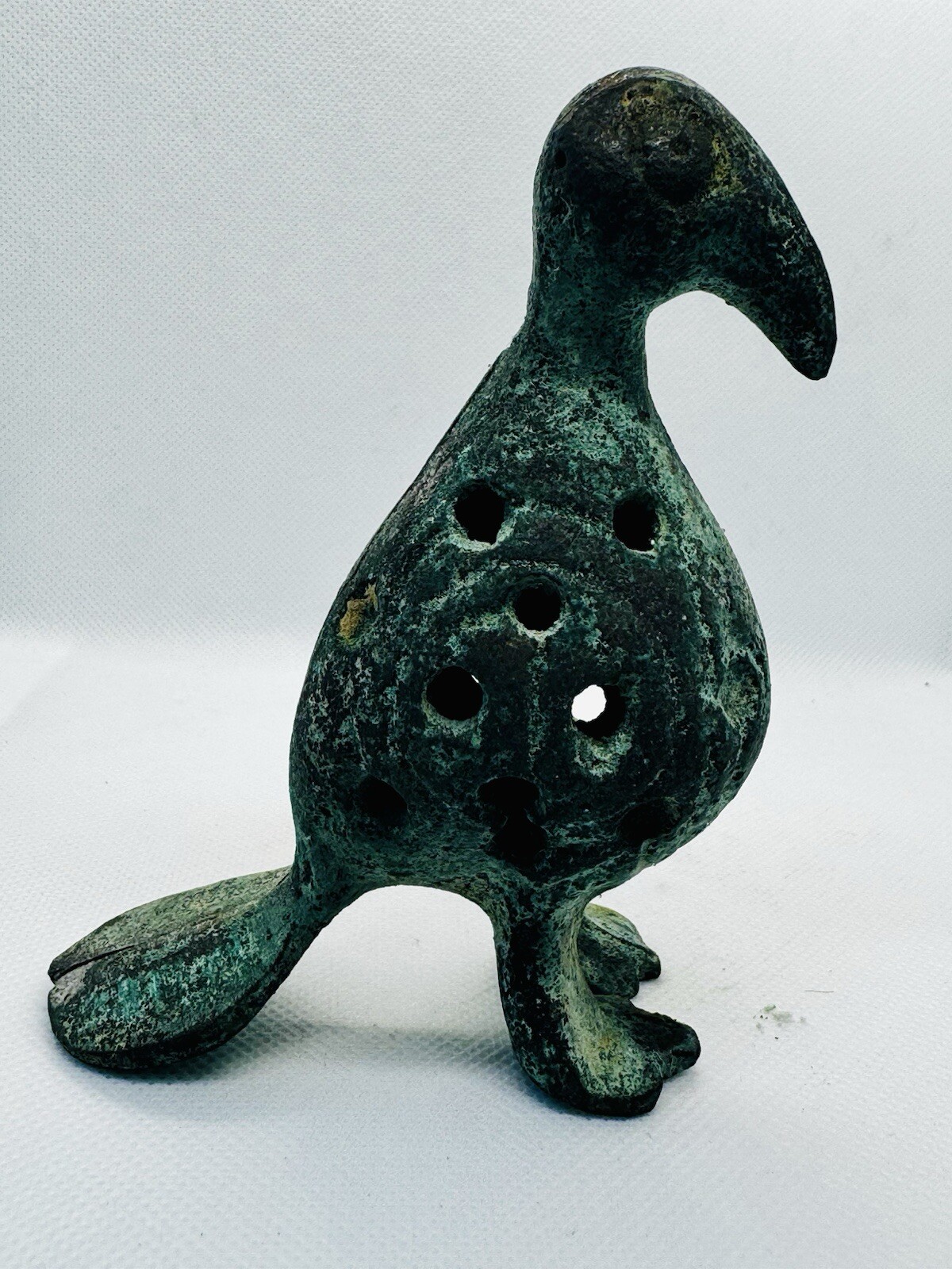 Islamic Ancient Seljuki Bronze Rare Incense Burner In The Form Of Bird