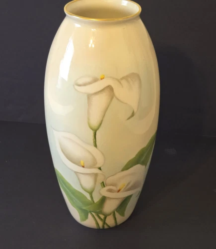 Antique American Belleek Vase Lenox 14.5 in. Hand Painted Calla Lily EUC