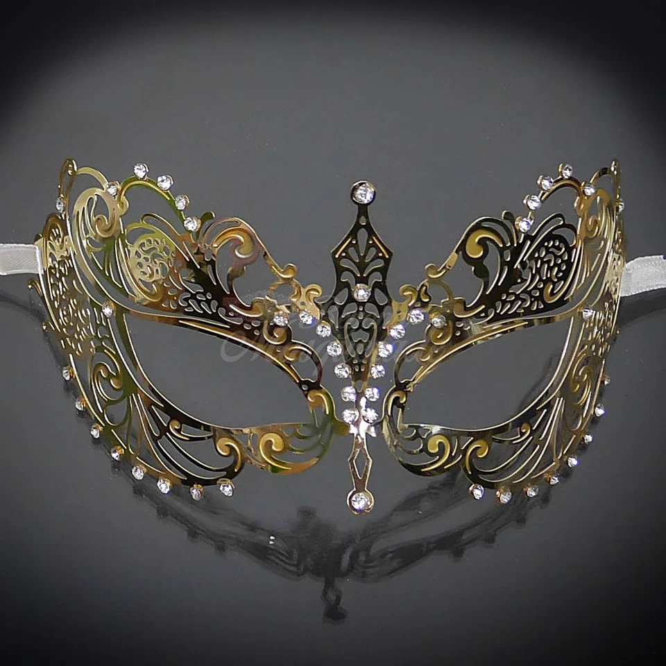 His & Her Couple Masquerade Mask, Black Gold Themed Phantom Mask M6107, M33143 - Image 3 of 4
