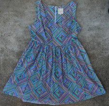 Modcloth Bright Geometric Colorful Rainbow Swing Dress Size XL