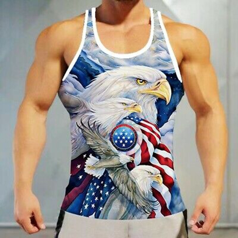 ⭐⭐T-Shirt Men's Fashion American Eagle USA Flag Sleeveless Vest Casual T Shirt