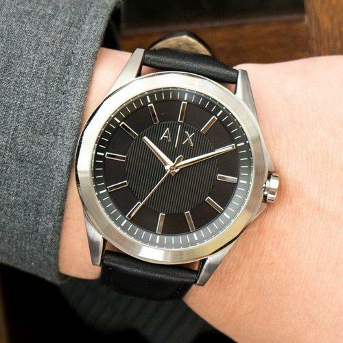 armani exchange leather strap
