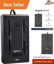 Secure Power Backup UPS - 12 Outlets, Black, Compact Design for Home Networks