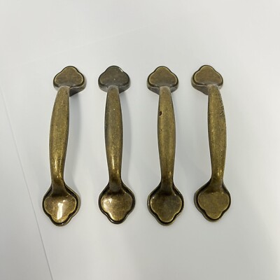 4 Brass Amerock Cabinet Drawer Pulls 4-3/4  Long 3'' Btwn Screws 1  Projection