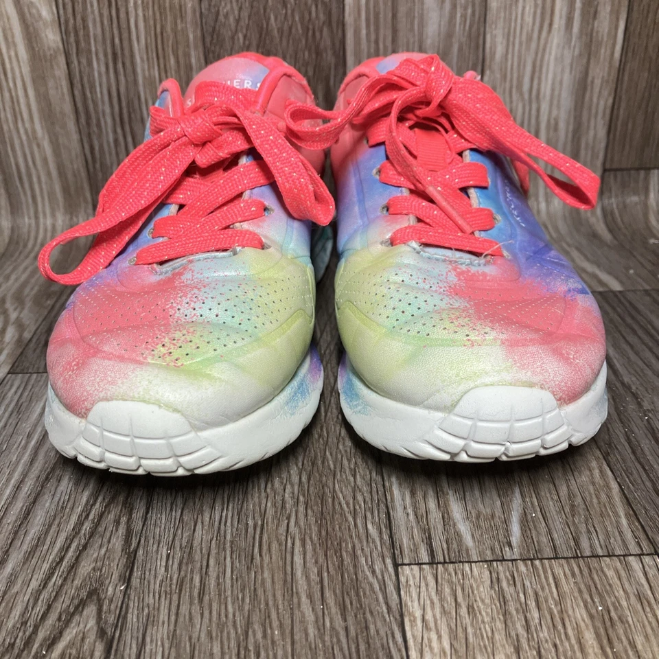 Zapatos Tenis Skechers LA Street Uno Lite Salpicaduras Brilla Niñas Talla 1 Pintura Rosa Foto 4 de 4
