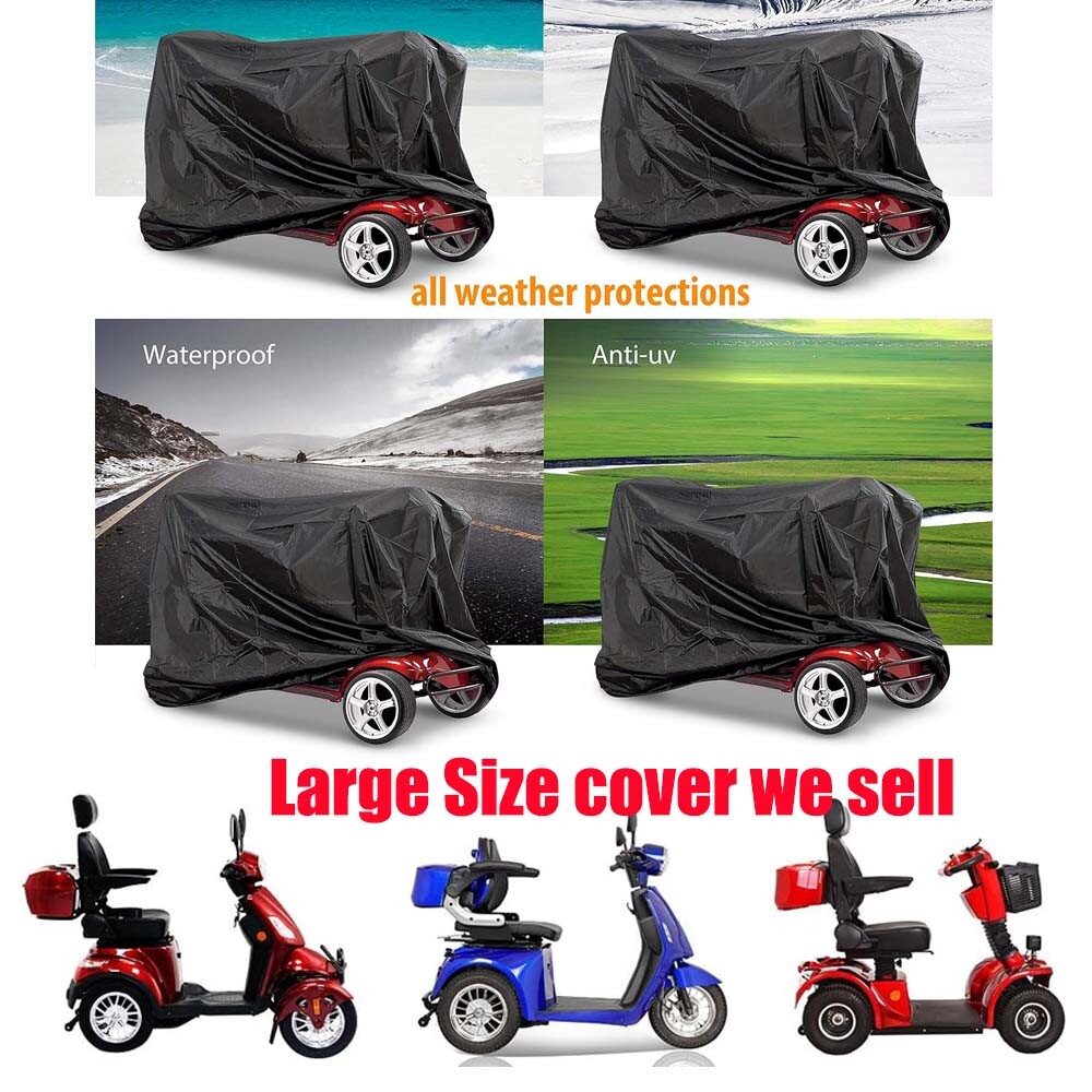 Mobility Scooter Cover Heavy Duty Black Protects from Snow Rain Dust and Sun 75