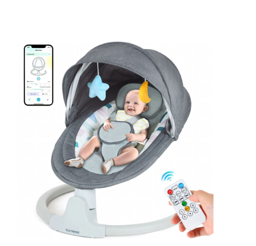 Baby Swing for Infants-Remote Control, 5 Speed Settings, 10 Lullabies, USB Plug
