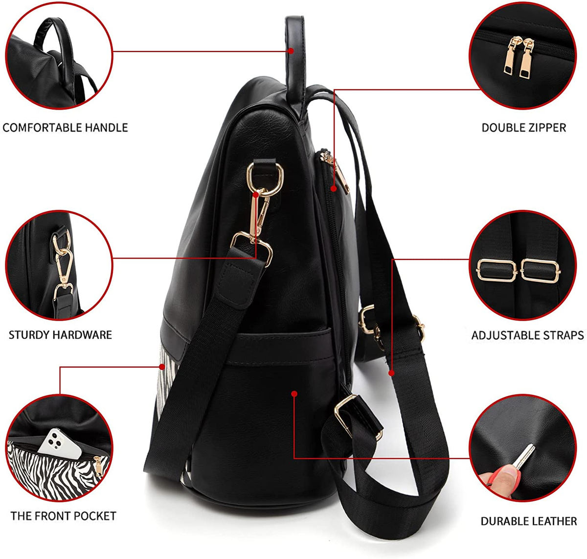 Women Backpack Purse PU Leather Anti-Theft Casual Shoulder 