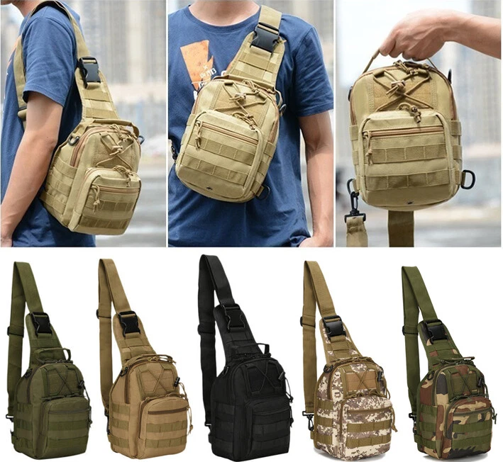 Mochila táctica para hombre Bolso de hombro Molle Viaje Pecho Paquete Exterior Foto 2 de 4