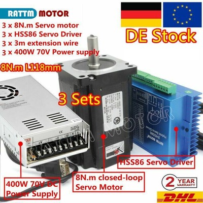 3 Axis NEMA34 CNC Kit 8N.m 118mm 6A Closed Loop Stepper Motor Servo Driver 70V