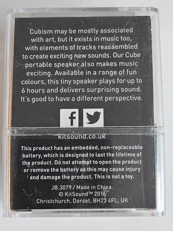 KitSound Cube Wired Mini Speaker with 3.5m Aux Cable & Charger - Image 3 of 3